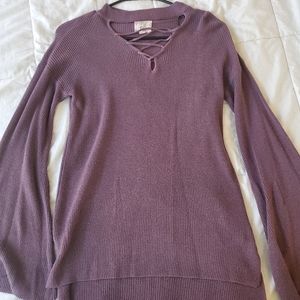 Purple flare sleeve shirt